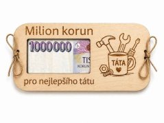 Dřevěná obálka na peníze – Milion korun pro nejlepšího tátu