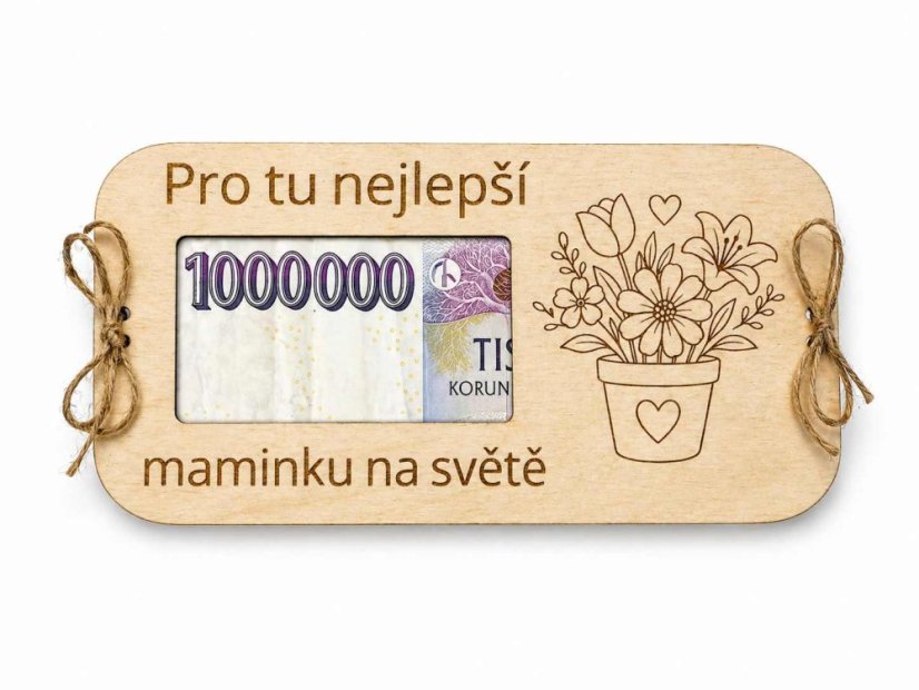 Dřevěná obálka na peníze – Pro tu nejlepší maminku na světě - Gravirován na zadní stranu: Bez gravírování