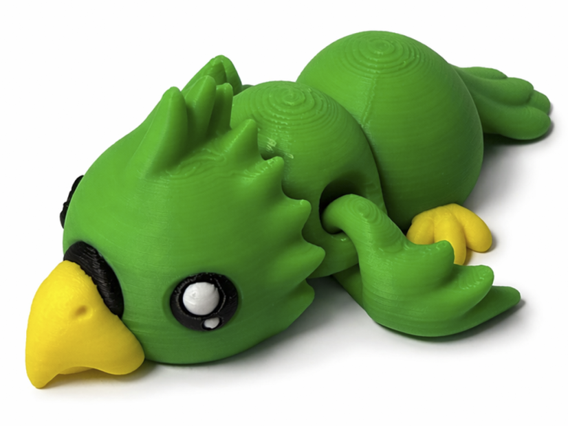 Zelený 3D papoušek – flexi figurka