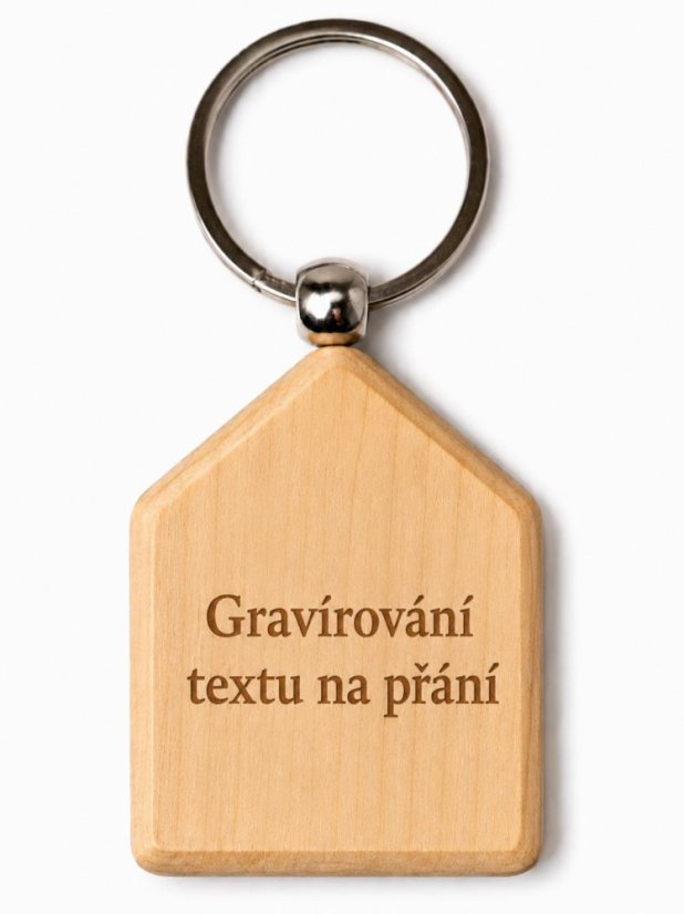 Dřevěná klíčenka domeček s gravírováním - S gravírováním: S gravirováním