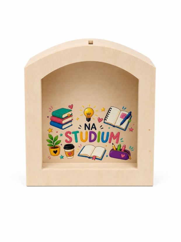Dřevěná pokladnička – Na studium