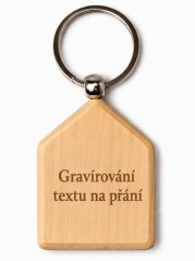 Dřevěná klíčenka domeček s gravírováním