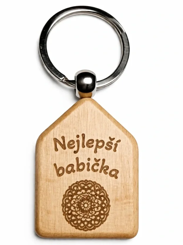 Dřevěná klíčenka s gravírováním – Nejlepší babička