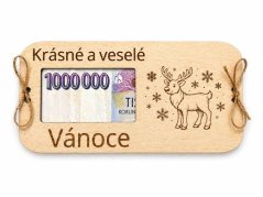 Dřevěná obálka na peníze – Krásné a veselé Vánoce