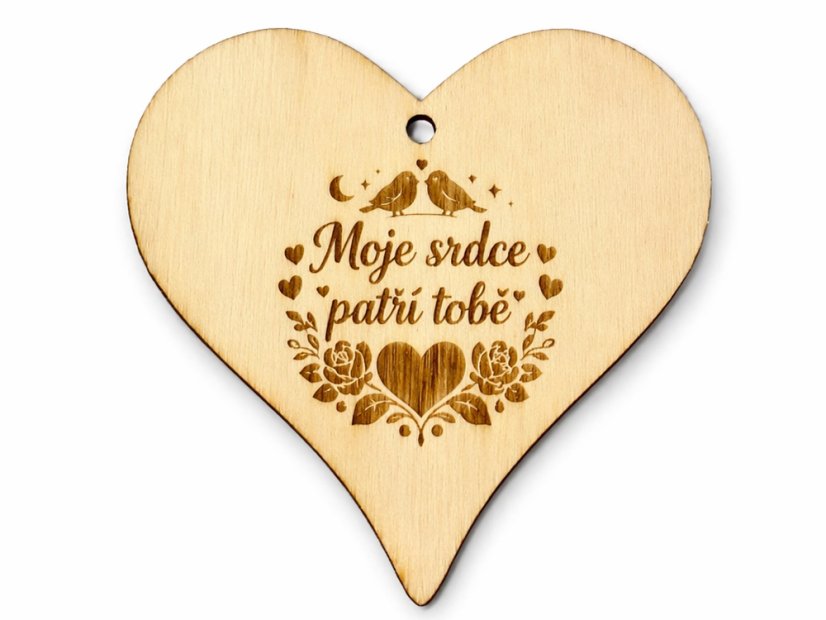 Dřevěné srdce s gravírováním – Moje srdce patří tobě
