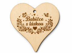 Dřevěné srdce s gravírováním – Babičce s láskou (10 cm)