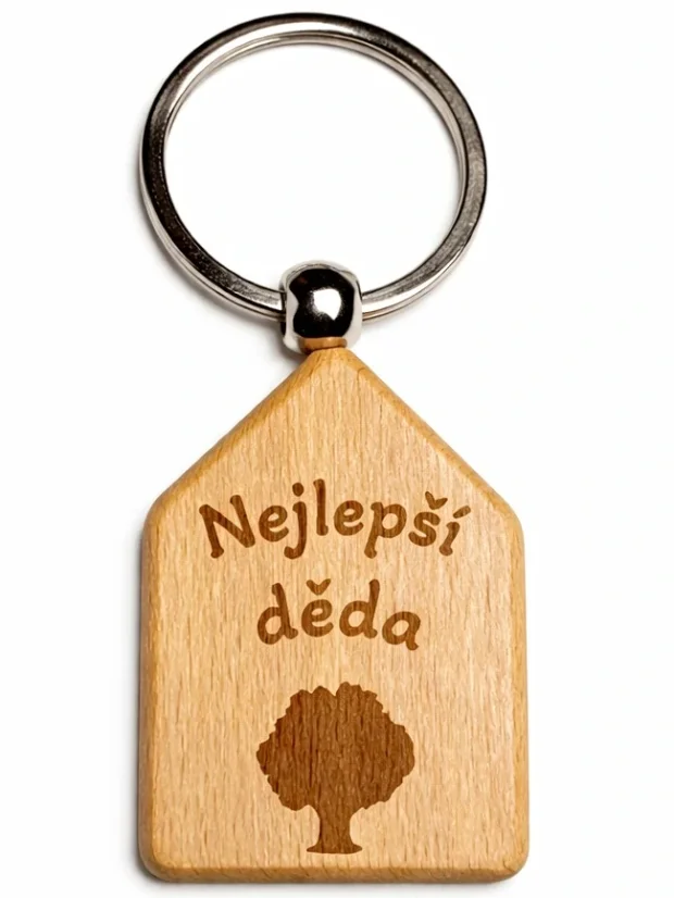 Dřevěná klíčenka s gravírováním – Nejlepší děda Dřevěná klíčenka s gravírováním – Nejlepší děda