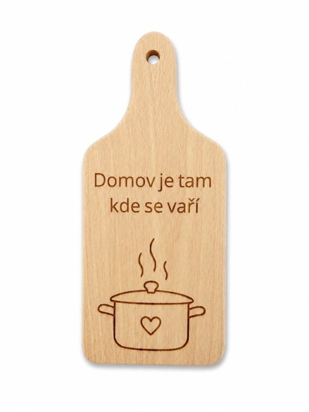 Dřevěné prkénko Domov je tam kde se vaří 10 × 23 cm