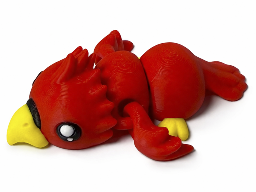 Červený 3D papoušek – flexi figurka