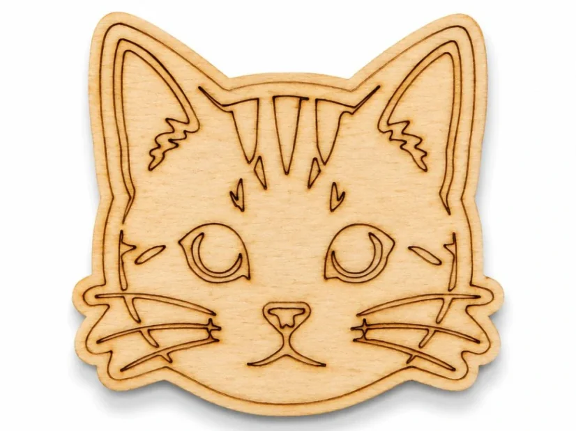 Dřevěná magnetka na lednici – kočka, 7 × 6 cm Dřevěná magnetka na lednici – kočka, 7 × 6 cm