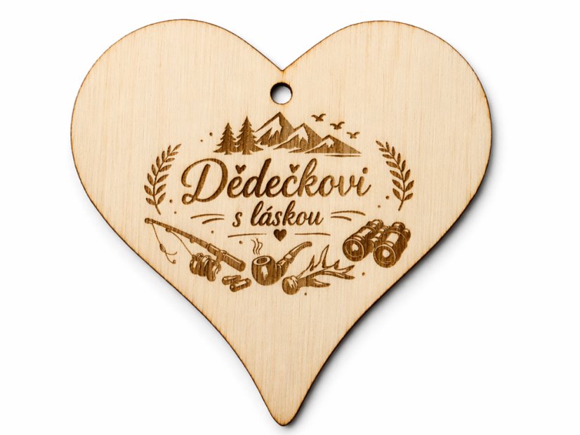 Dřevěné srdce s gravírováním – Dědečkovi s láskou Dřevěné srdce s gravírováním – Dědečkovi s láskou