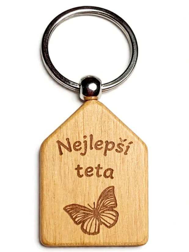 Dřevěná klíčenka s gravírováním – Nejlepší teta