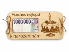 Dřevěná obálka na peníze – Všechno nejlepší k narozeninám